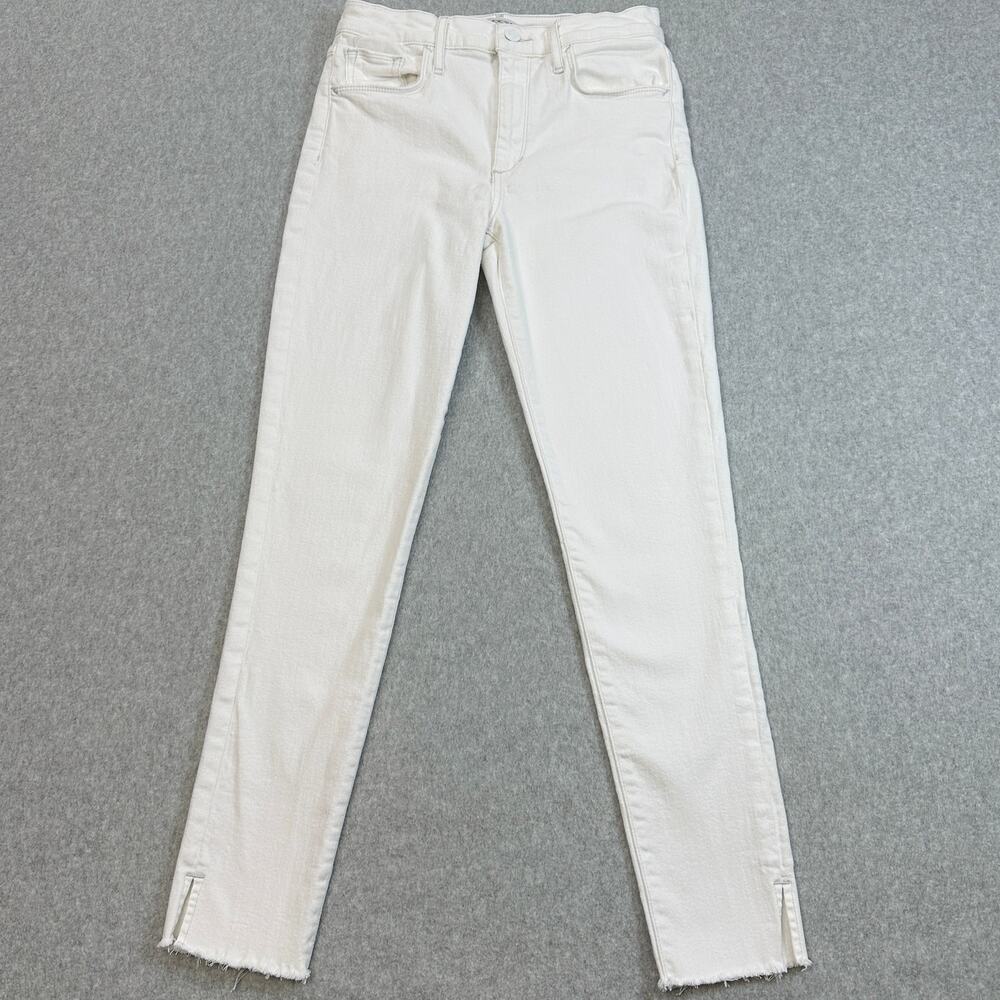 Joe's Jeans Womens 26 White Denim Frayed Slit Hem Slim Fit Skinny Ankle Gorpcore